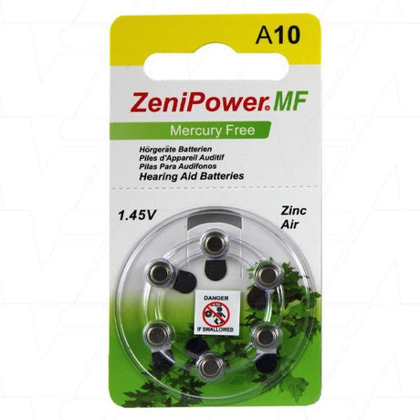 ZeniPower MF Hearing Aid Battery 1.45V 80mAh A10