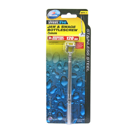 Zenith Jaw & Swage Bottlescrew 3mm Stainless Steel WSS0023