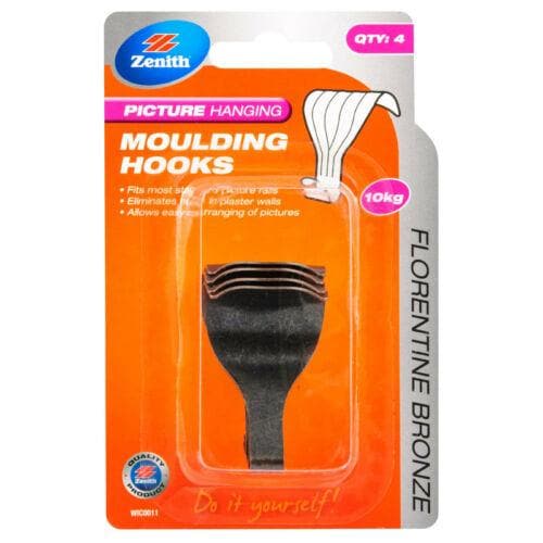 ZENITH Over Rail Moulding Hooks 10Kg Florentine Bronze WIC0011